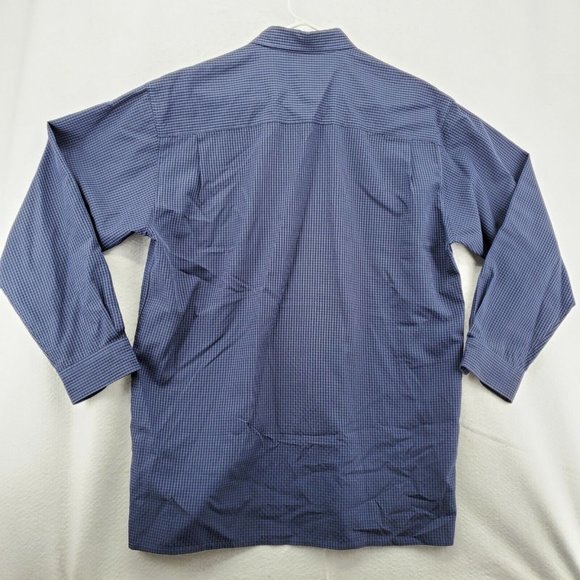 IZOD Shirt Men's Long Sleeve Casual Button Up Checkered Oxford Blue Large - Picture 9 of 12